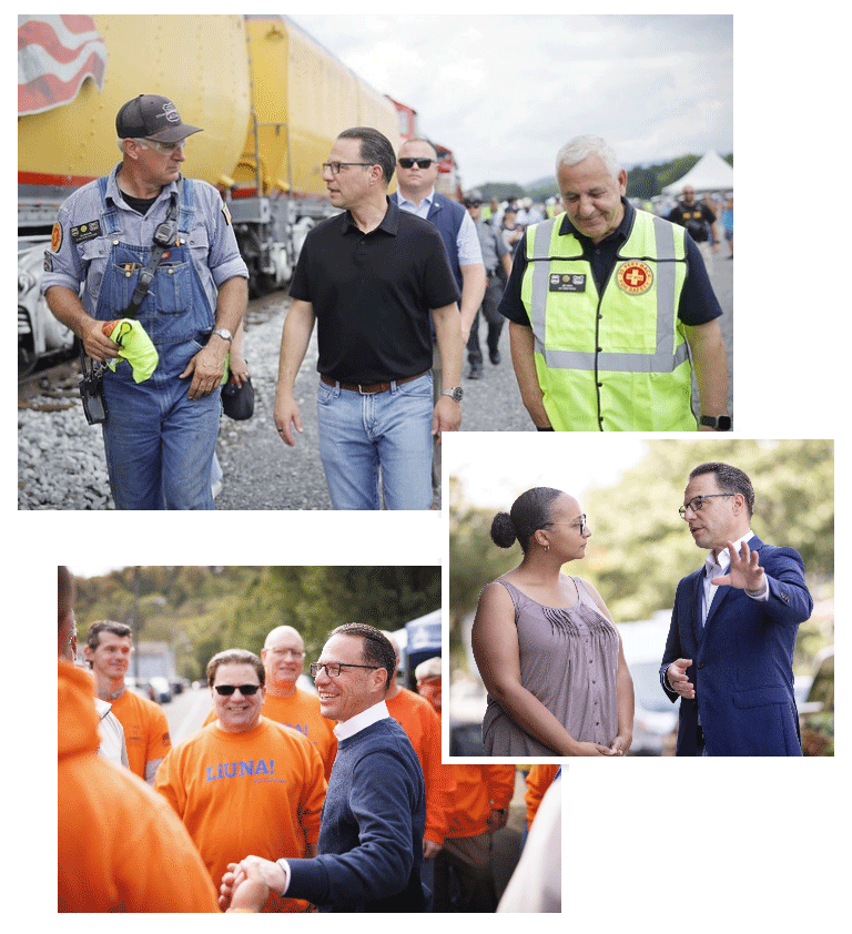 Governor Josh Shapiro with people